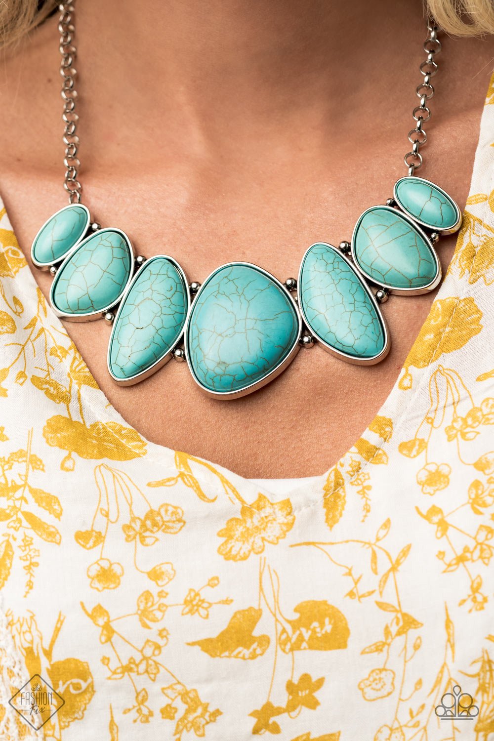 Paparazzi Primitive Blue Stone Short Necklace - Fashion Fix Simply Santa Fe September 2020