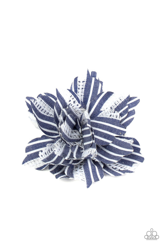 Paparazzi STRIPE For The Picking Blue Hairbow - P7SS-BLXX-109XX
