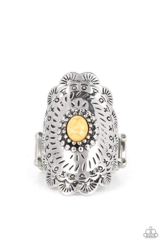 Paparazzi Sagebrush Sea Yellow Ring - P4SE-YWXX-096XX