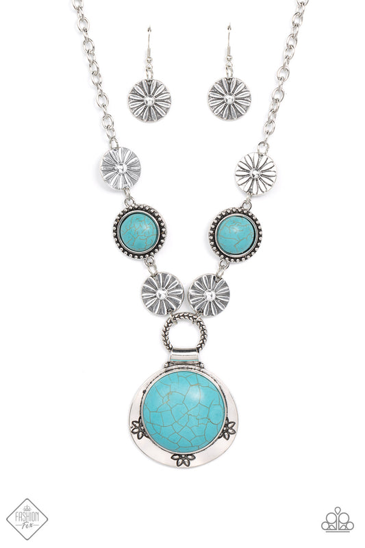 Paparazzi Saguaro Garden Blue Stone Short Necklace - Fashion Fix Simply Santa Fe February 2022
