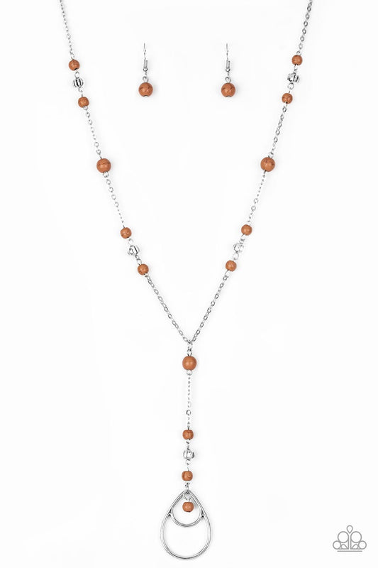 Paparazzi Sandstone Savannahs Brown Stone Long Necklace - P2SE-BNXX-146XX