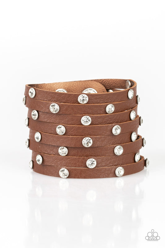 Paparazzi Sass Squad Brown Single Wrap Snap Bracelet - P9DI-URBN-077XX