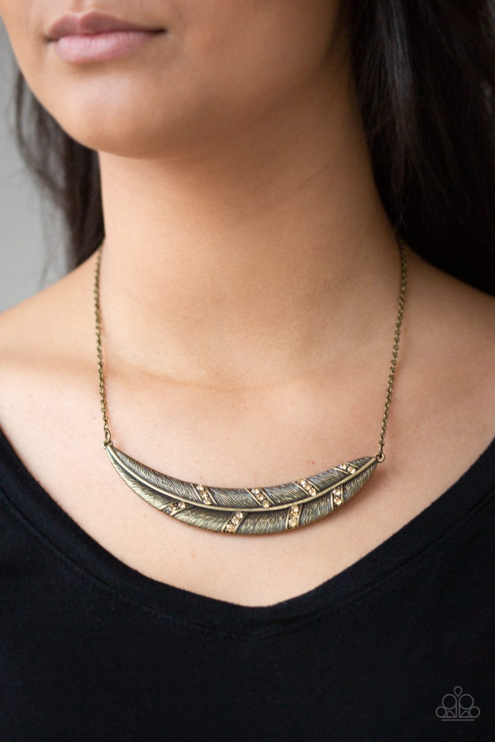 Paparazzi Say You Quill Brass Short Necklace