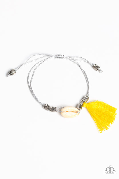 Paparazzi Sea If I Care Yellow Sliding Knot Bracelet