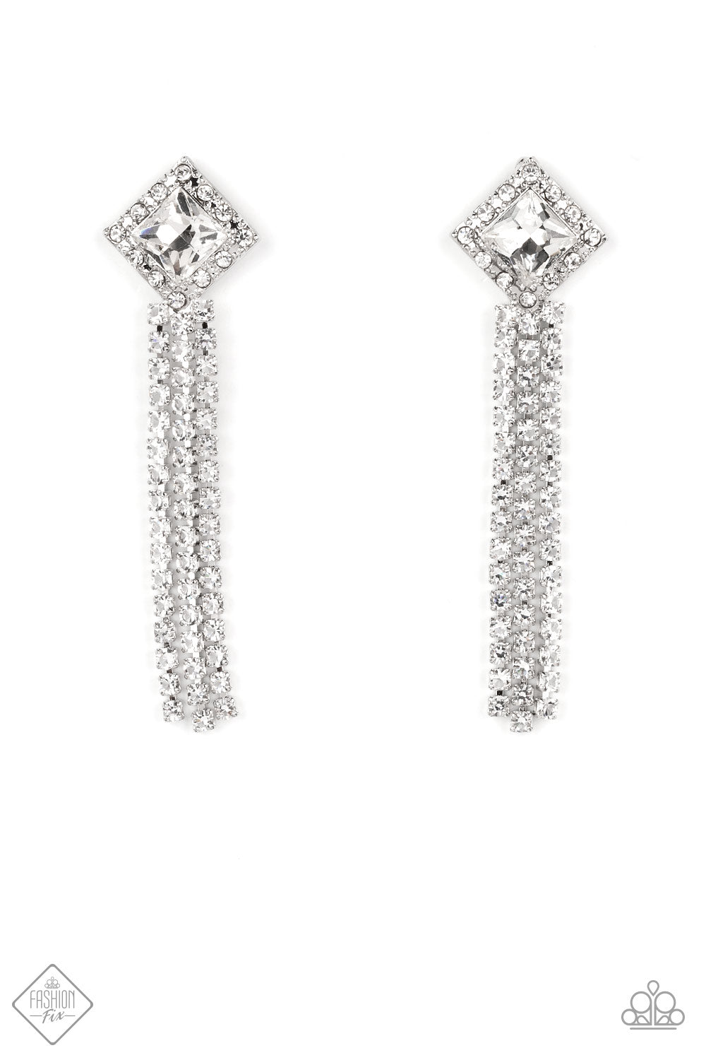 Paparazzi Seasonal Sparkle White Post Earrings - Fashion Fix Fiercely 5th Avenue September 2022 - P5PO-WTXX-358JX