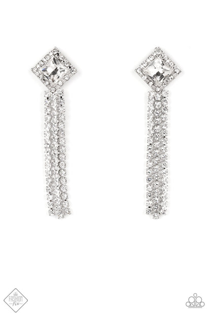 Paparazzi Seasonal Sparkle White Post Earrings - Fashion Fix Fiercely 5th Avenue September 2022 - P5PO-WTXX-358JX