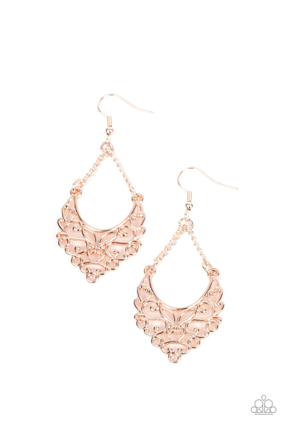 Paparazzi Sentimental Setting Rose Gold Fishhook Earrings - P5WH-GDRS-116XX