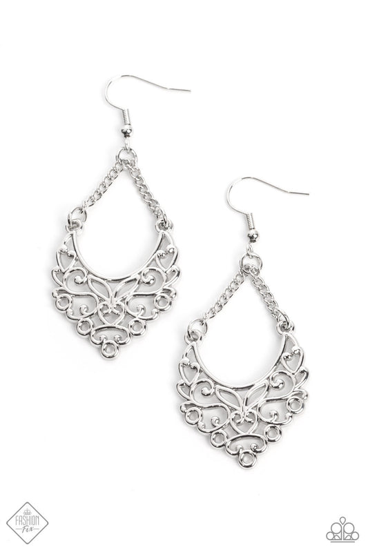 Paparazzi Sentimental Setting Silver Fishhook Earrings  - Fashion Fix Glimpses of Malibu February 2022 - P5WH-SVXX-276GJ