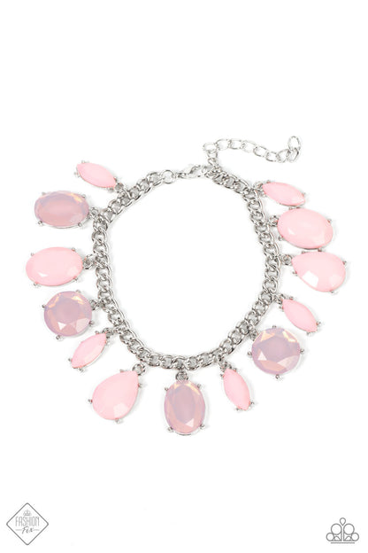 Paparazzi Serendipitous Shimmer Pink Clasp Bracelet - Fashion Fix Glimpses of Malibu February 2022
