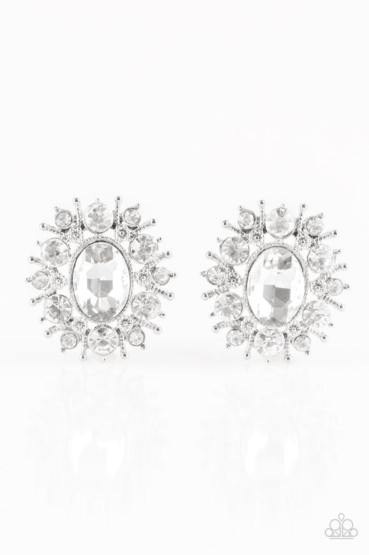 Paparazzi Serious Star Power White Post Earrings