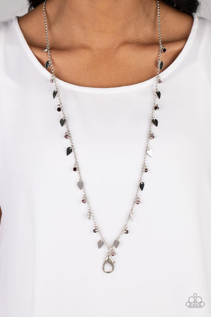 Paparazzi Sharp-Edged Shimmer Purple Lanyard Long Necklace - P2LN-PRXX-024XX