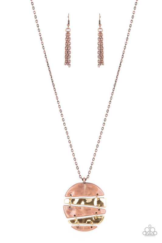 Paparazzi Shattered Sunset Copper Long Necklace - P2ED-CPXX-068XX