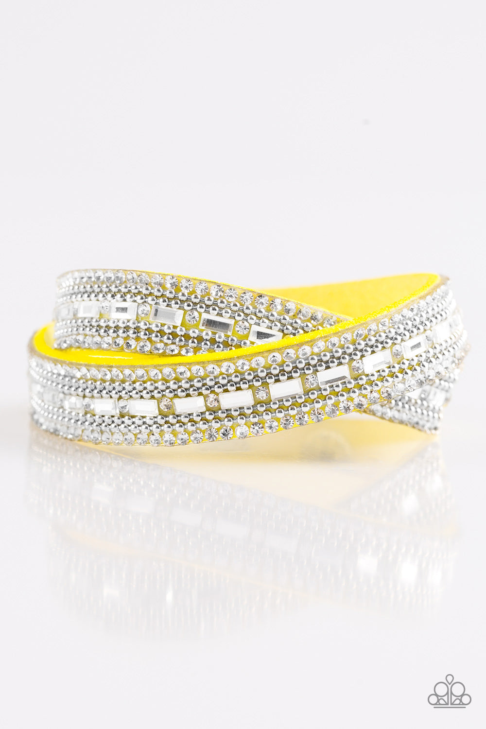 Paparazzi Shimmer and Sass Yellow Double Wrap Snap Bracelet