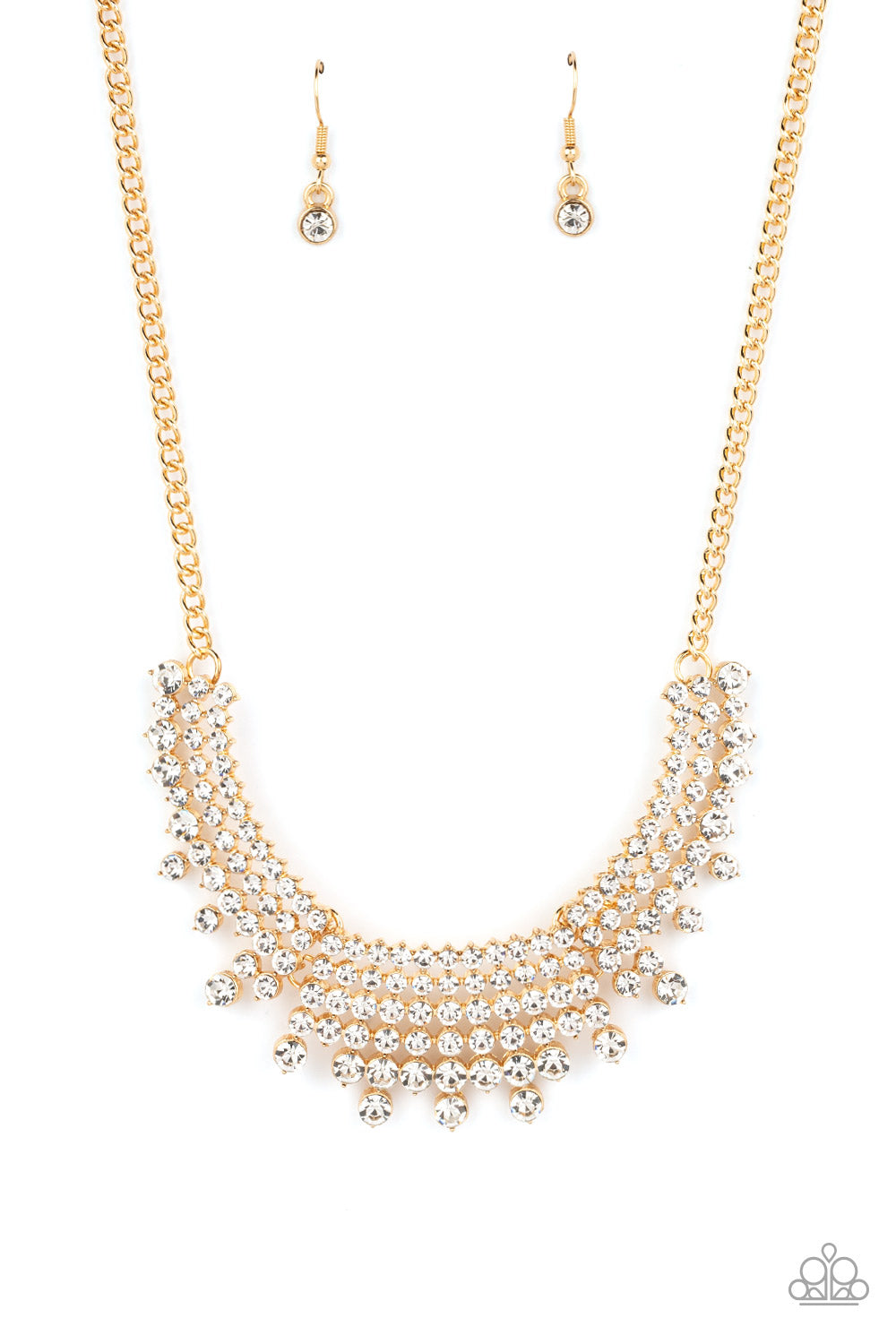 Paparazzi Shimmering Song Gold Short Necklace - Life Of The Party Exclusive January 2023 - P2ST-GDXX-142XX