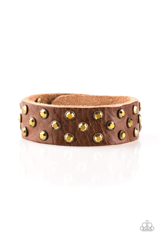 Paparazzi Shine On You Crazy Diamond Brass Single Wrap Snap Bracelet - P9DI-URBR-019XX