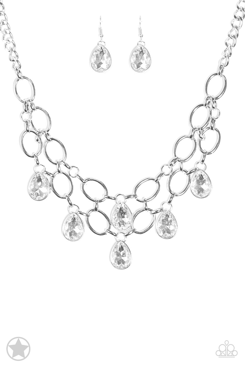 Paparazzi Show-Stopping Shimmer White Short Blockbuster Necklace