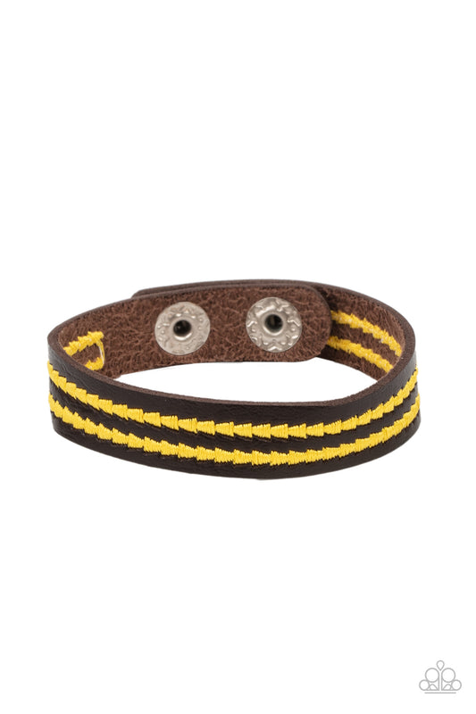 Paparazzi Show The Way Yellow Single Wrap Snap Bracelet