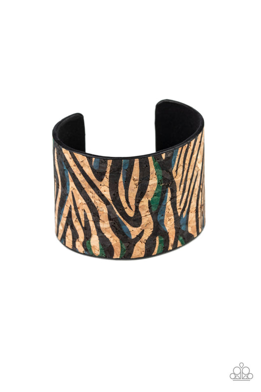 Paparazzi Show Your True Stripes Blue Cuff Bracelet - Life Of The Party Exclusive April 2020