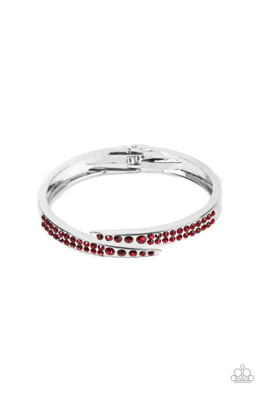 Paparazzi Sideswiping Shimmer Red Hinged Cuff Bracelet - P9RE-RDXX-138XX