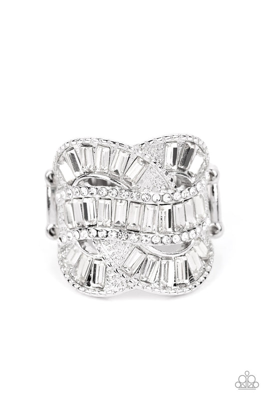 Paparazzi Six-Figure Flex White Ring - Life Of The Party Exclusive October 2022 - P4ST-WTXX-018XX