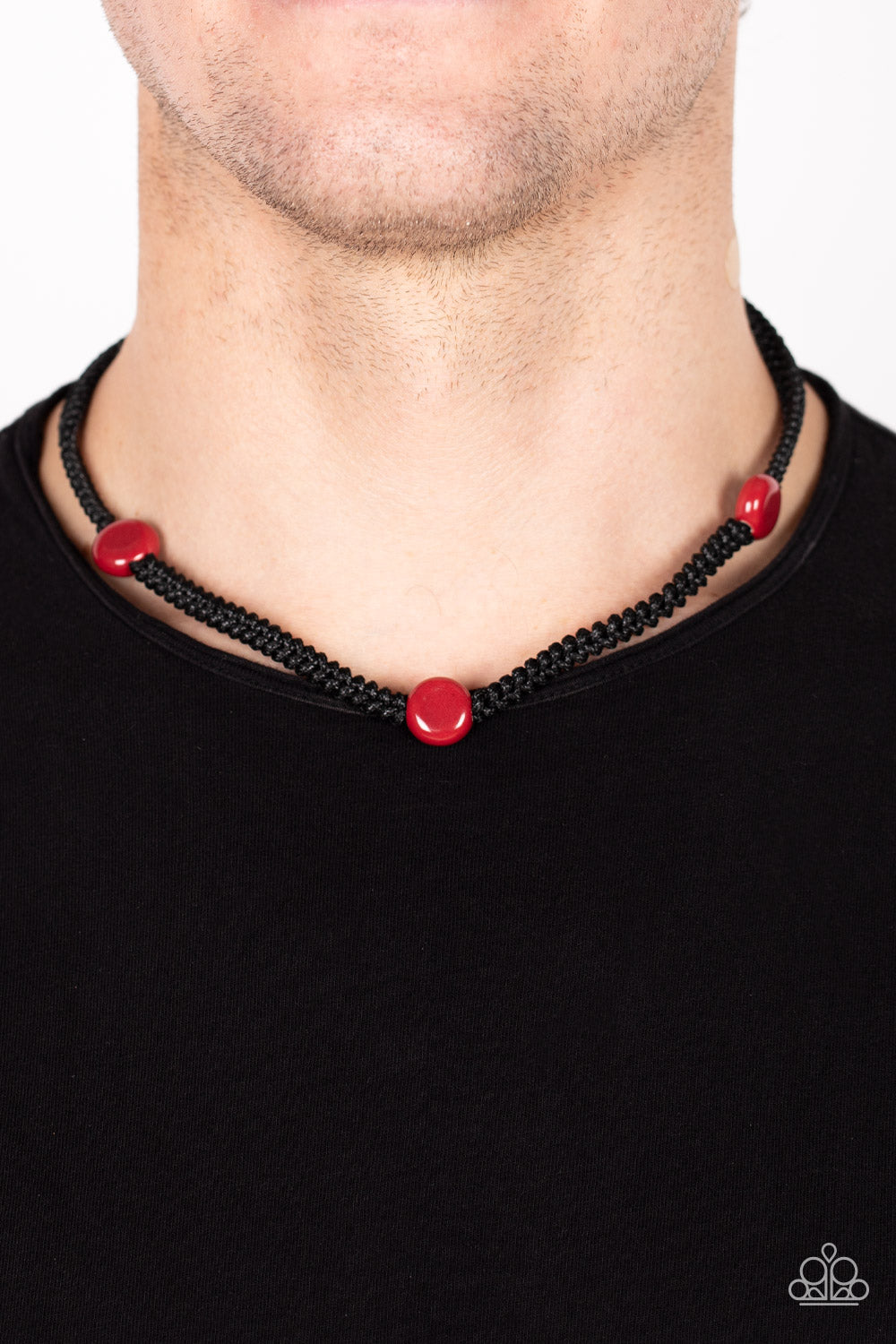 Paparazzi SoCal Style Red Men's Short Necklace - P2UR-RDXX-027XX