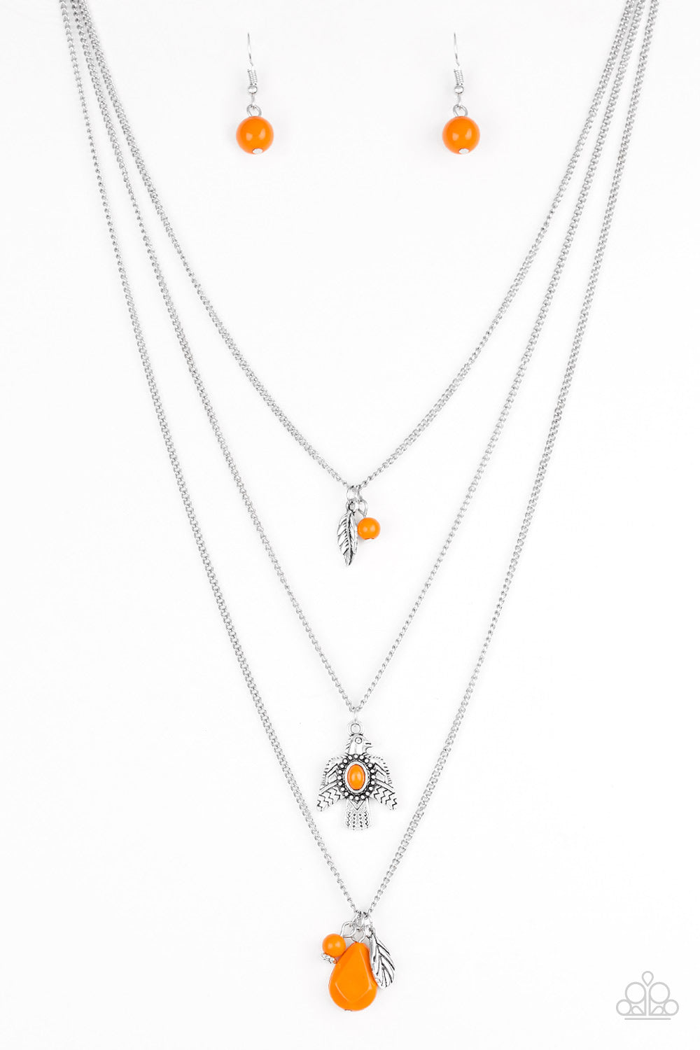 Paparazzi Soar With The Eagles Orange Short Necklace