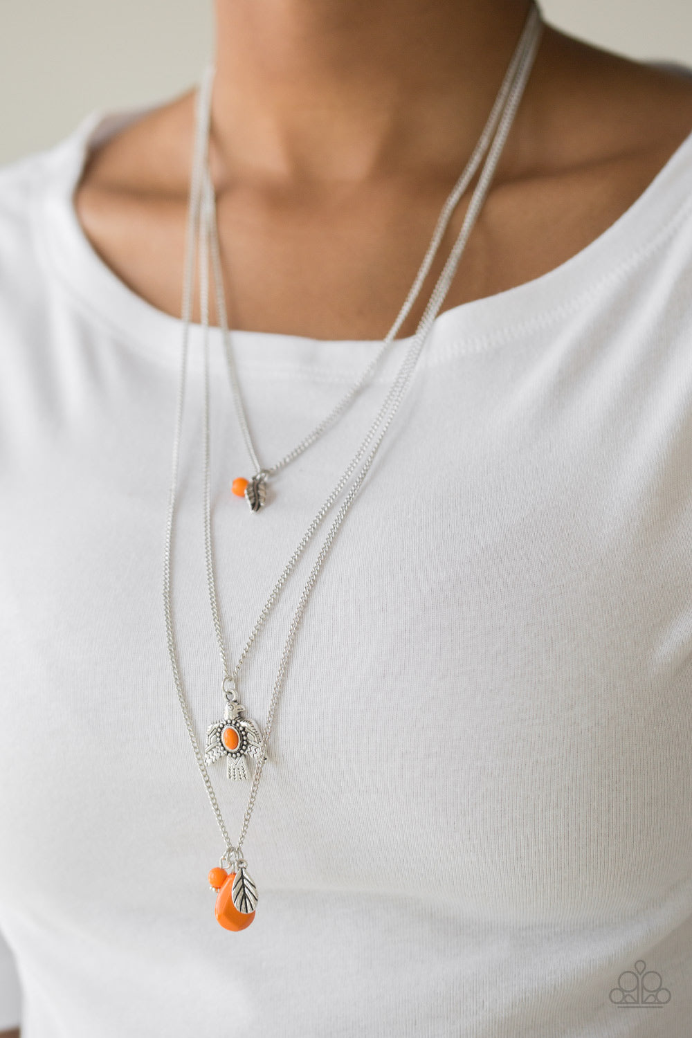 Paparazzi Soar With The Eagles Orange Short Necklace