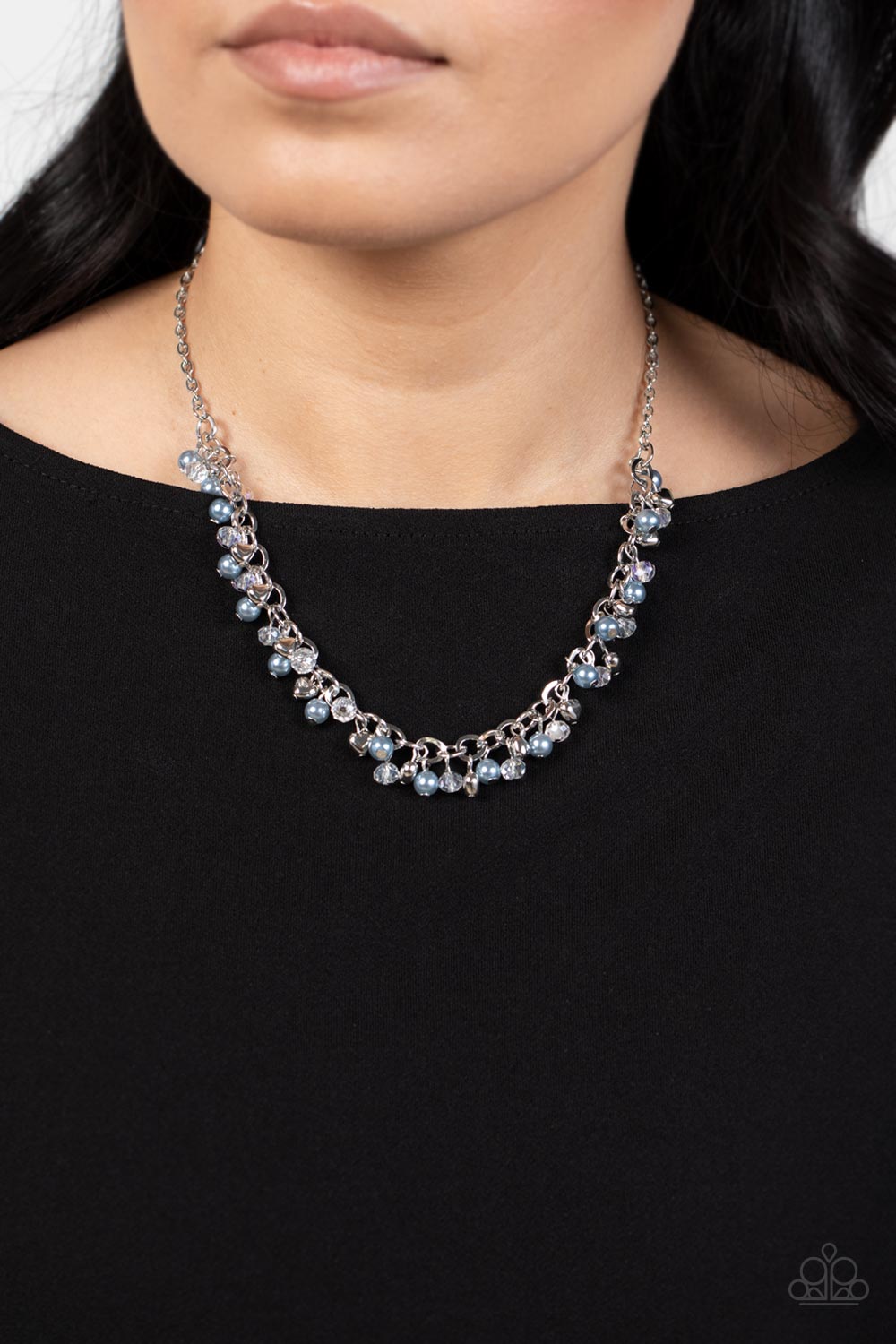 Paparazzi Soft-Hearted Shimmer Blue Short Necklace - P2RE-BLXX-358XX