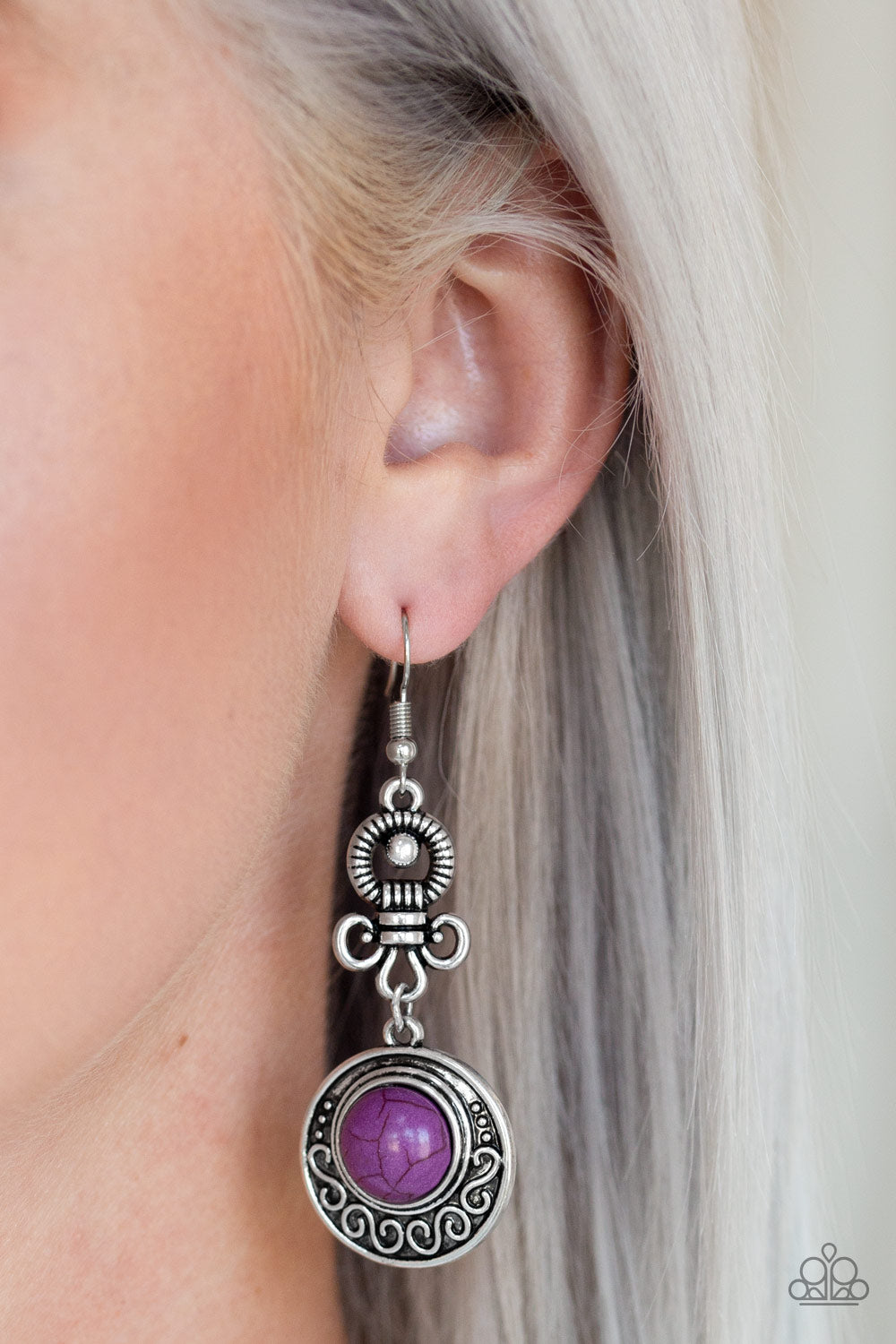 Paparazzi Southern Serenity Purple Stone Fishhook Earrings