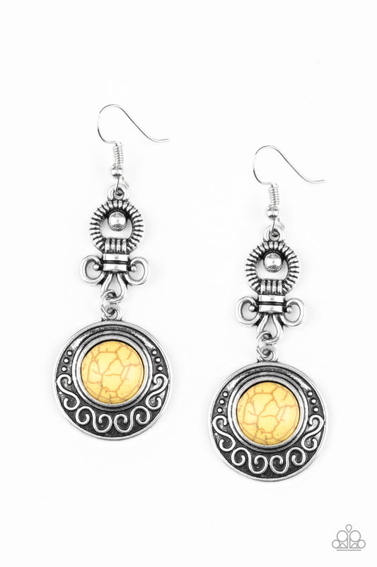 Paparazzi Southern Serenity Yellow Stone Fishhook Earrings