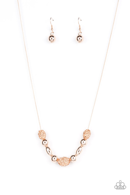 Paparazzi Space Glam Rose Gold Gold Short Necklace - P2DA-GDRS-272XX
