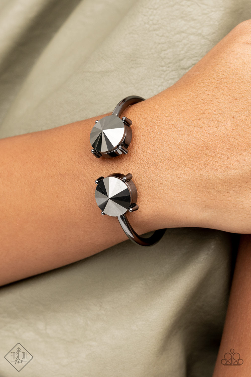 Paparazzi Spark and Sizzle Black Hinge Cuff Bracelet - Fashion Fix Magnificent Musings September 2021