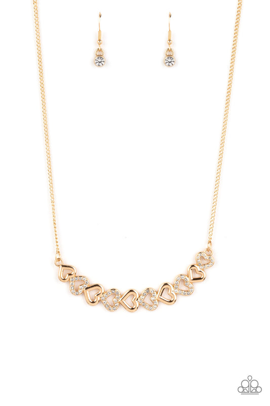 Paparazzi Sparkly Suitor Gold Short Necklace - P2RE-GDXX-449KB