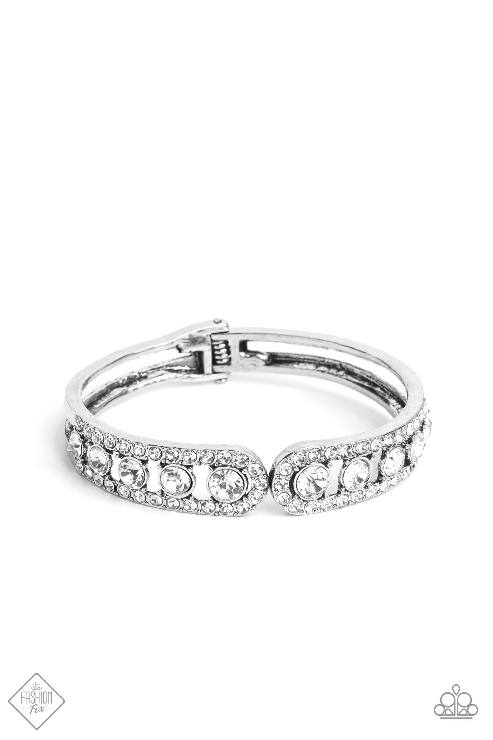 Paparazzi Spellbinding Splendor White Hinge Cuff Bracelet - Fashion Fix Fiercely 5th Avenue January 2023 - FFA-0123 - P9RE-WTXX-551KQ