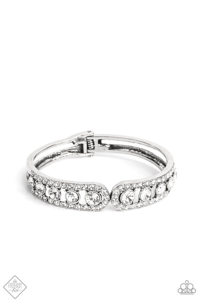 Paparazzi Spellbinding Splendor White Hinge Cuff Bracelet - Fashion Fix Fiercely 5th Avenue January 2023 - FFA-0123 - P9RE-WTXX-551KQ