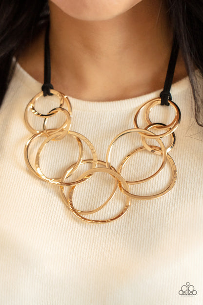 Paparazzi Spiraling Out of COUTURE Gold Short Necklace - Convention Release 2021 - P2ST-GDXX-121XX