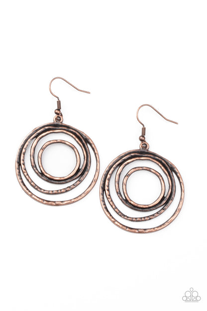 Paparazzi Spiraling Out of Control Copper Fishhook Earrings - P5BA-CPXX-045XX