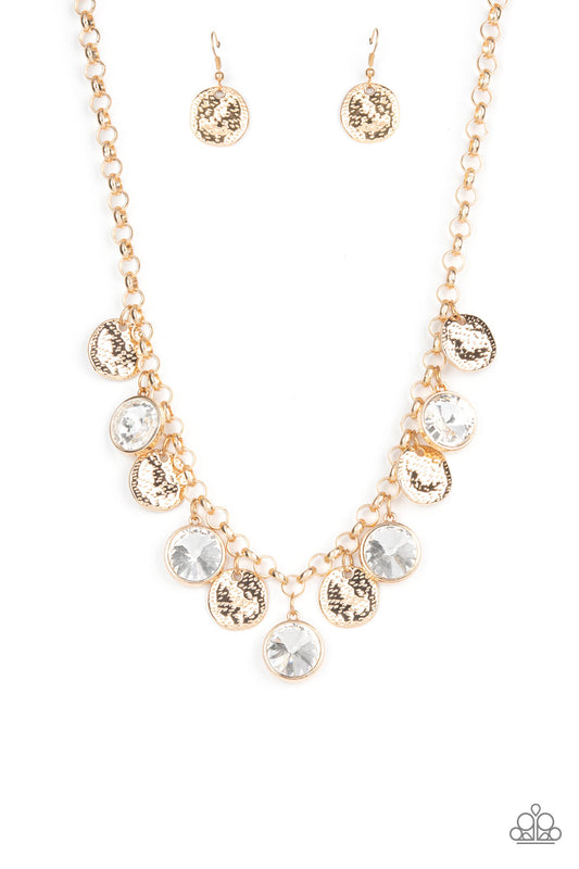 Paparazzi Spot On Sparkle Gold Short Necklace - P2ST-GDXX-120XX