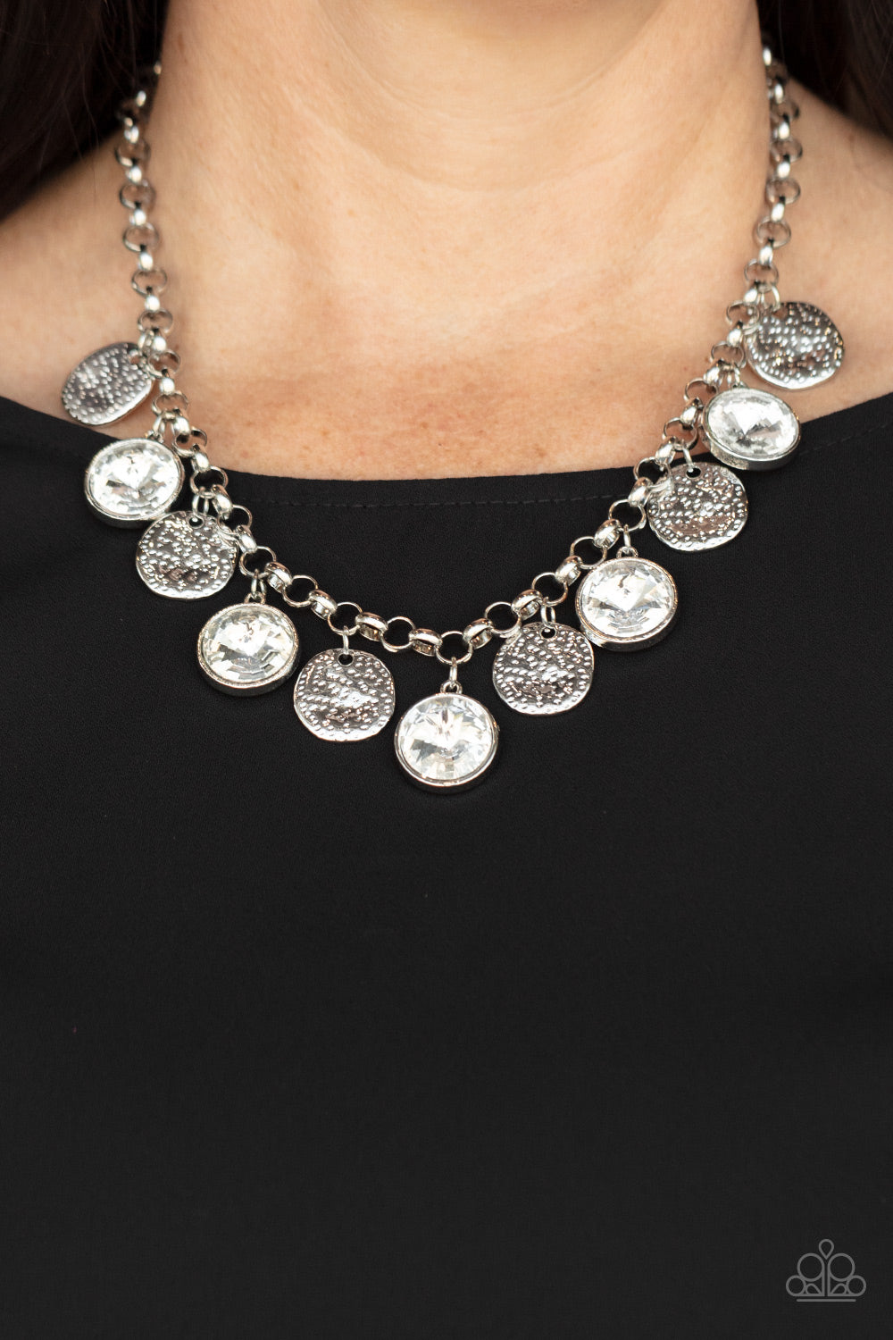 Paparazzi Spot On Sparkle White Short Necklace - Convention Release 2021 - P2ST-WTXX-100XX