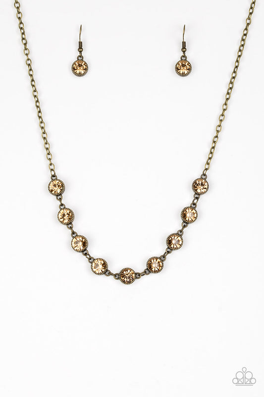 Paparazzi Starlit Socials Brass Short Necklace - P2RE-BRXX-132XX