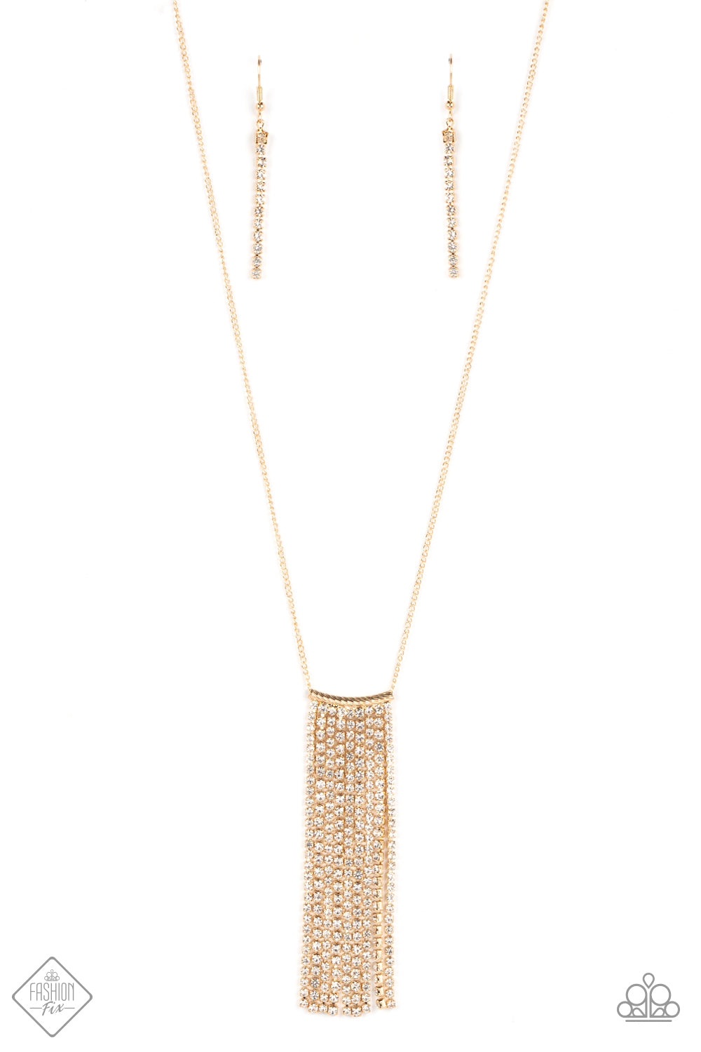Paparazzi Stellar Crescendo Gold Long Necklace - Fashion Fix Magnificent Musings July 2022