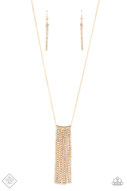 Paparazzi Stellar Crescendo Gold Long Necklace - Fashion Fix Magnificent Musings July 2022