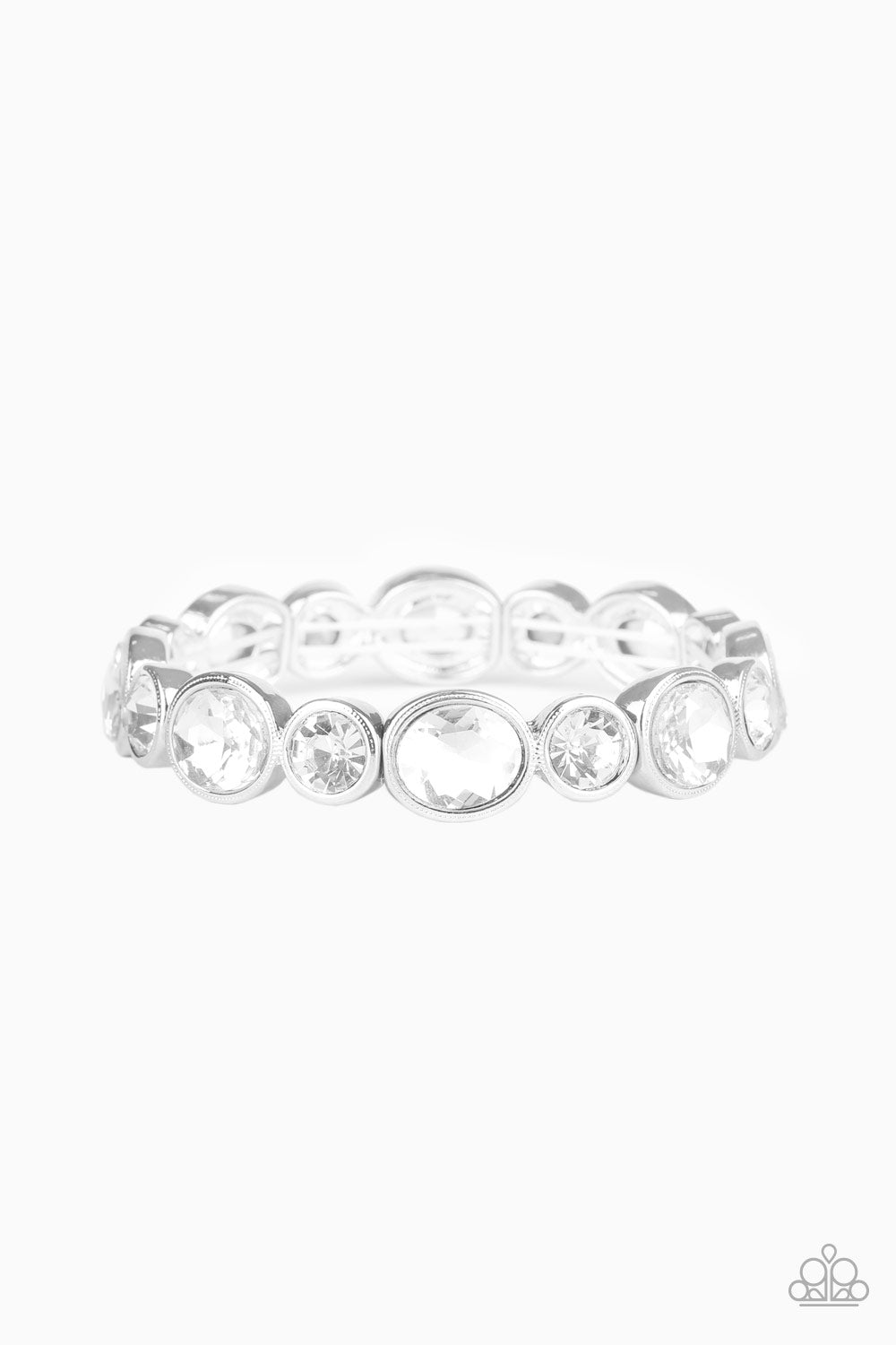 Paparazzi Still Glowing Strong White Stretch Bracelet - Life Of The Party November 2020