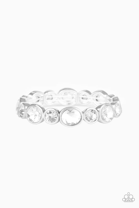 Paparazzi Still Glowing Strong White Stretch Bracelet - Life Of The Party November 2020