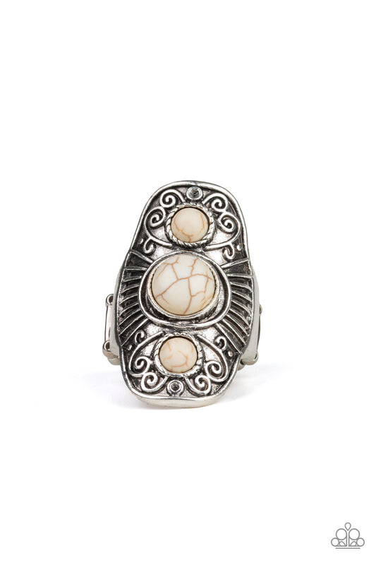 Paparazzi Stone Oracle White Ring - P4SE-WTXX-129XX