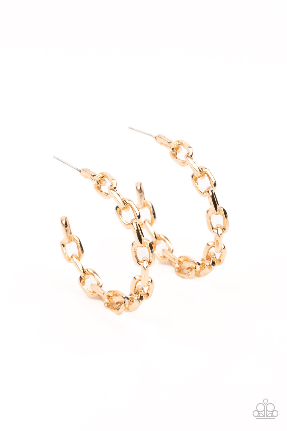 Paparazzi Stronger Together Gold Post Hoop Earrings