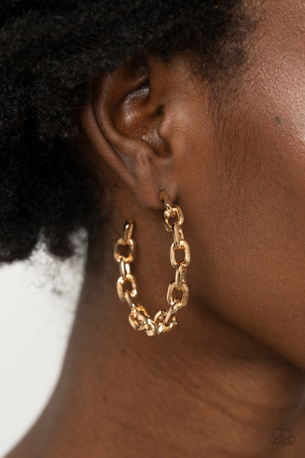 Paparazzi Stronger Together Gold Post Hoop Earrings