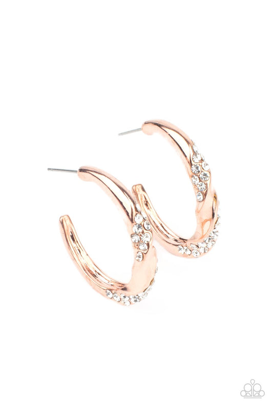 Paparazzi Subliminal Shimmer Copper Post Hoop Earrings - P5HO-CPSH-142XX