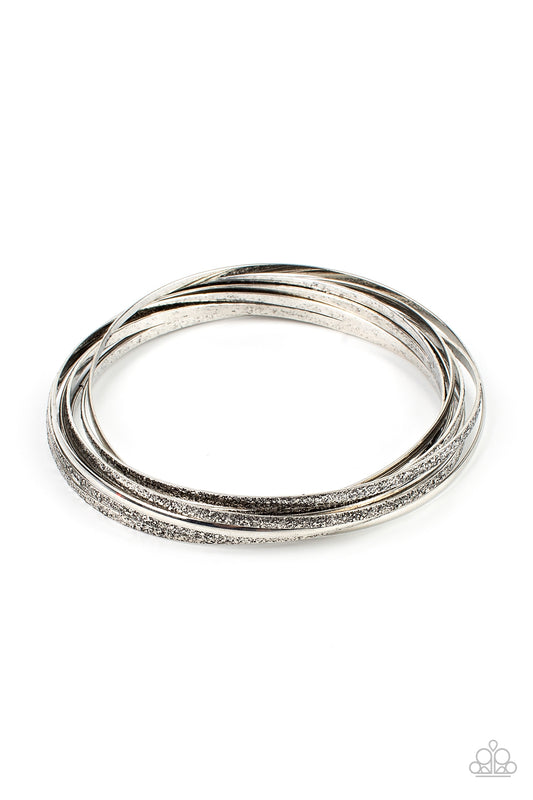 Paparazzi Suddenly Synced Silver Bangle Bracelet - P9IN-SVXX-147XX