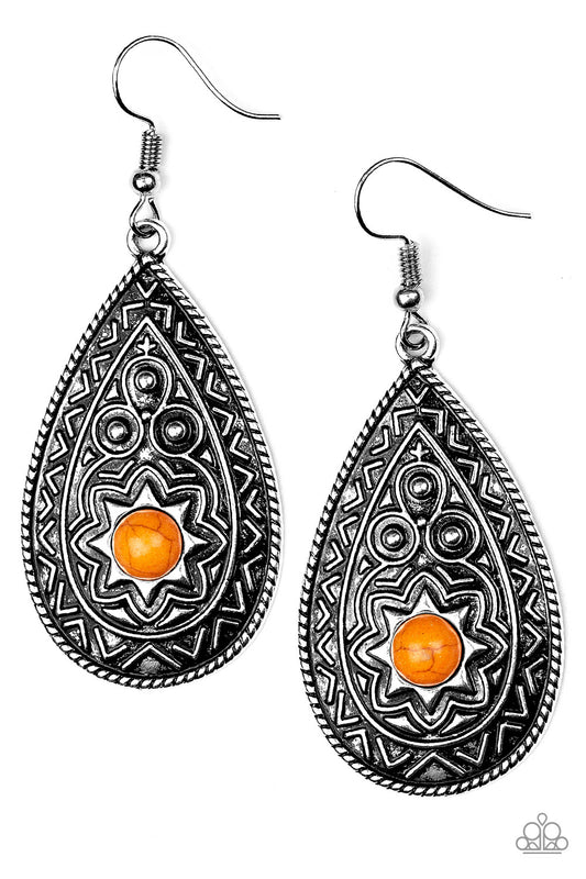 Paparazzi Summer Sol Orange Stone Fishhook Earrings - P5SE-OGXX-084XX